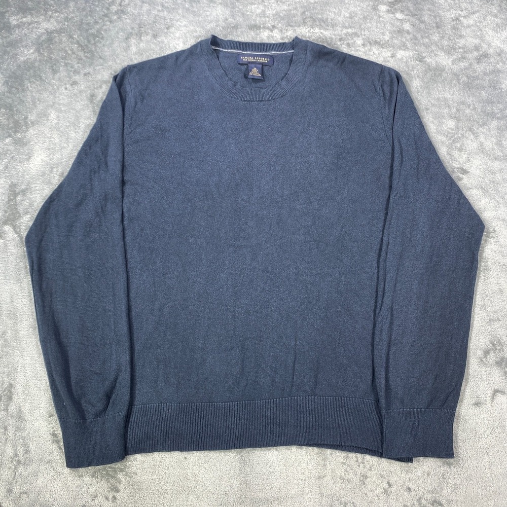 Banana Republic Silk Cashmere Sweater Blue Medium Minimalist Preppy Crew Knit